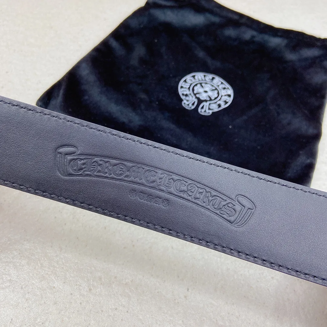 𝐂𝐡𝐫𝐨𝐦𝐞𝐇𝐞𝐚𝐫𝐭𝐬 Crow Heart double-sided tree plaster leather stitched cross belt (detachable version), high-quality hardware, with 2 logo buckles on the belt, very cool.